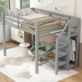 thumbnail image 2 of EUROCO Modern Full Size Loft Bed with Storage Wardrobe and Shelf for Kids Teens, Gray, 2 of 15