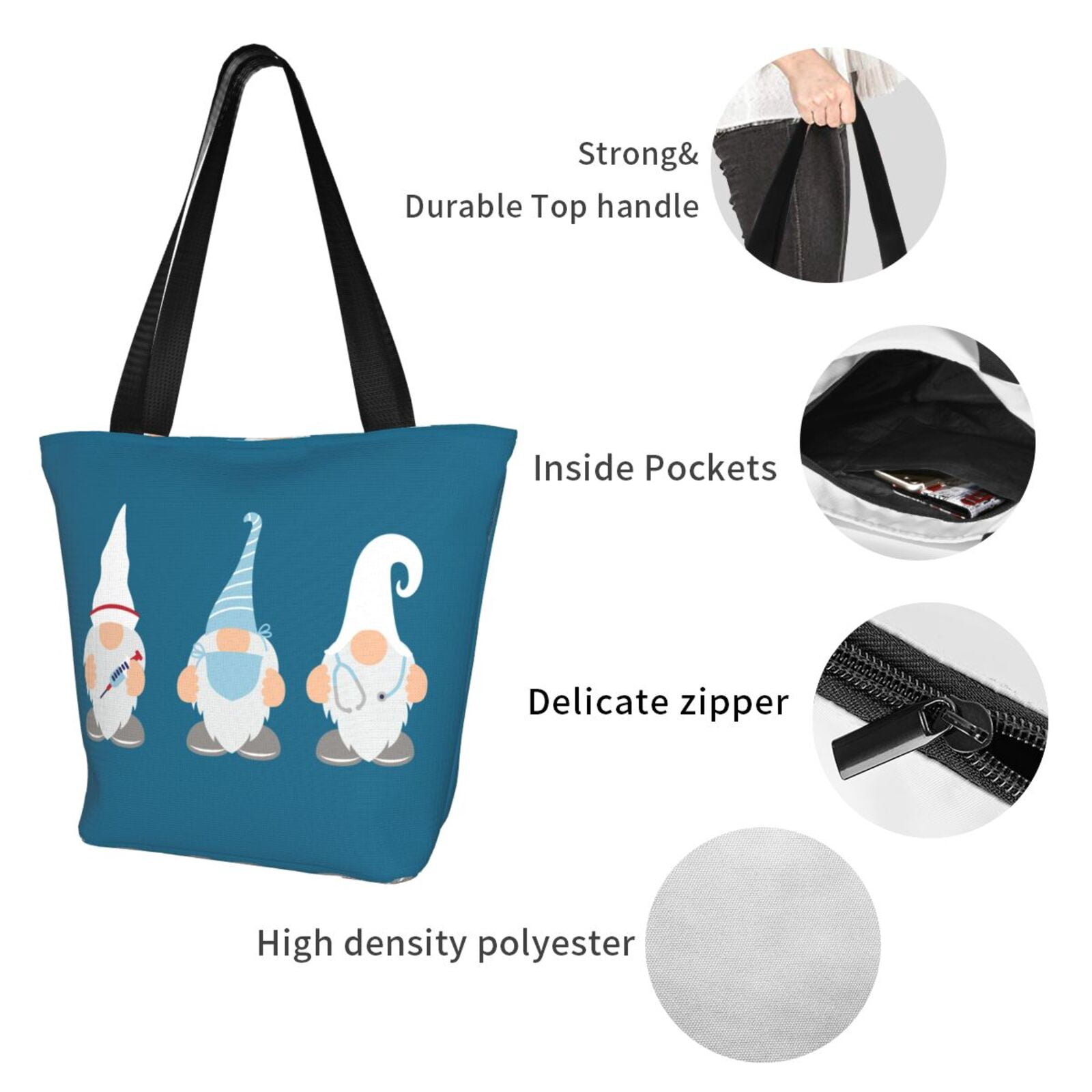 Ratiio Nurse Doctor Gnomes Print Shoulder Bag for Women, Polyester Crossbody Purse Lightweight Handbag for Daily Travel and Casual Use