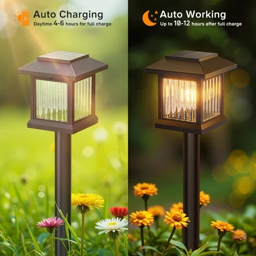 PURELY- 2 Pack Solar Led Lawn Garden Lights White Outdoor Yard Pathway Lighting