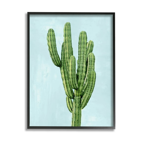 Desert Cactus Blue Sky Botanical & Floral Graphic Art Black Framed Art Print Wall Art