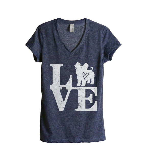 Love Yorkie Women's Fashion Relaxed V-Neck T-Shirt Tee Heather Navy Medium
