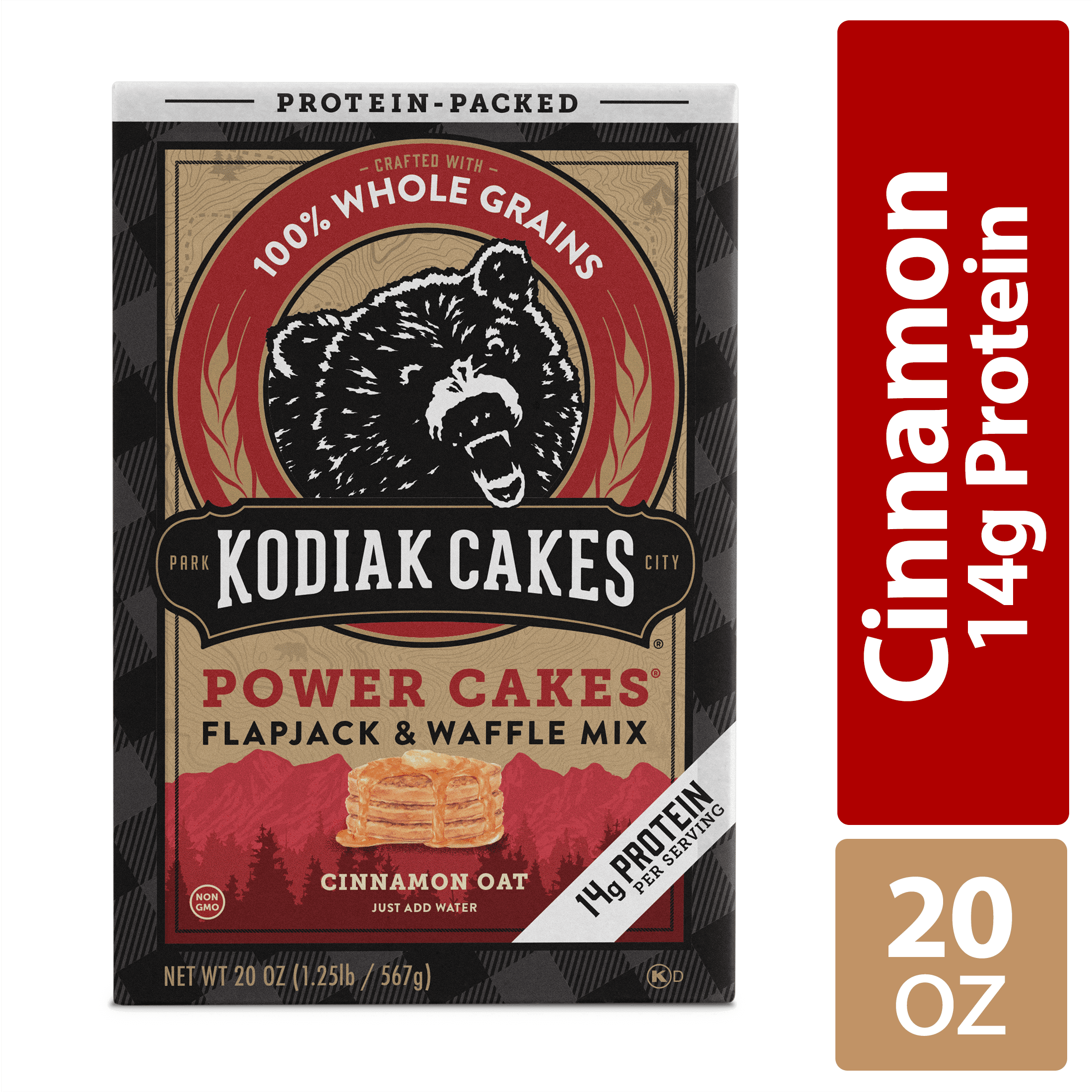 Kodiak Protein-Packed Power Cakes Cinnamon Oat Flapjack and Waffle Mix, 20 oz