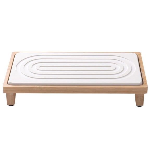 Water Absorbing Stone Tray for Sink,Kitchen Soap Tray,Water Absorbing Stone Tray for Sink, Quick Drying Diatomite Bathroom Tray Countertop, Stone Drying Mat for Kitchen Counter Faucet(White)