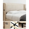 thumbnail image 5 of Upholstered Platform Bed with Wingback Headboard, Velvet Upholstered Bed Frame with 2 Storage Pockets, Strong Wooden Slat Support, Easy Assembly, 5 of 8