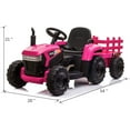 thumbnail image 3 of TOBBI 12V Electric Battery-Powered Ride On Toy Tractor Trailer, Rose Red, 3 of 7