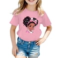thumbnail image 1 of T-shirts Filles Mode Été Graphique Col Rond Manches Courtes Décontracté Hauts Filles Rose 13-14 Ans, 1 of 5
