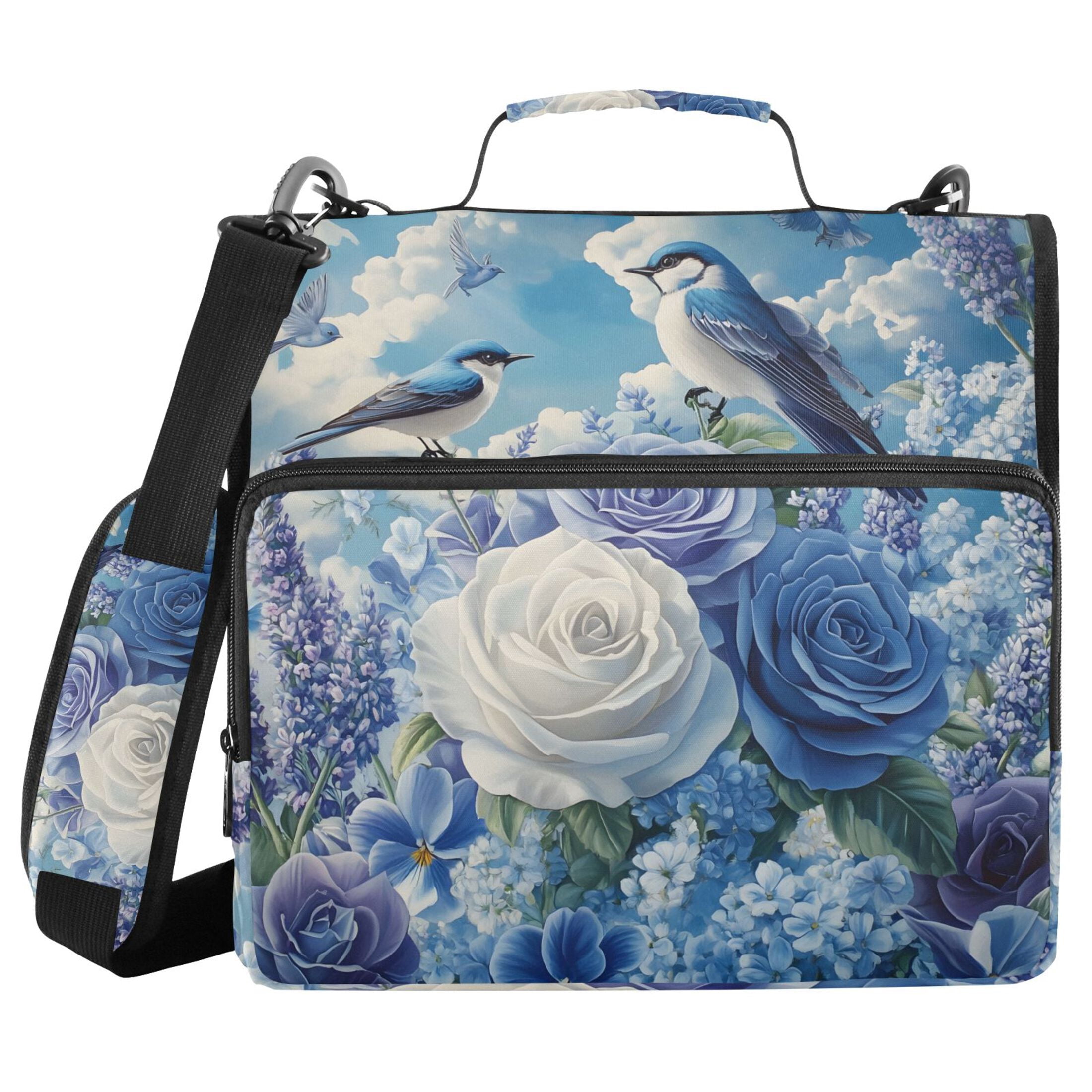 ALAZA Zipper Binder Bag Birds Lavender Flowers 3 Ring File Folder Binder Organizer Bag