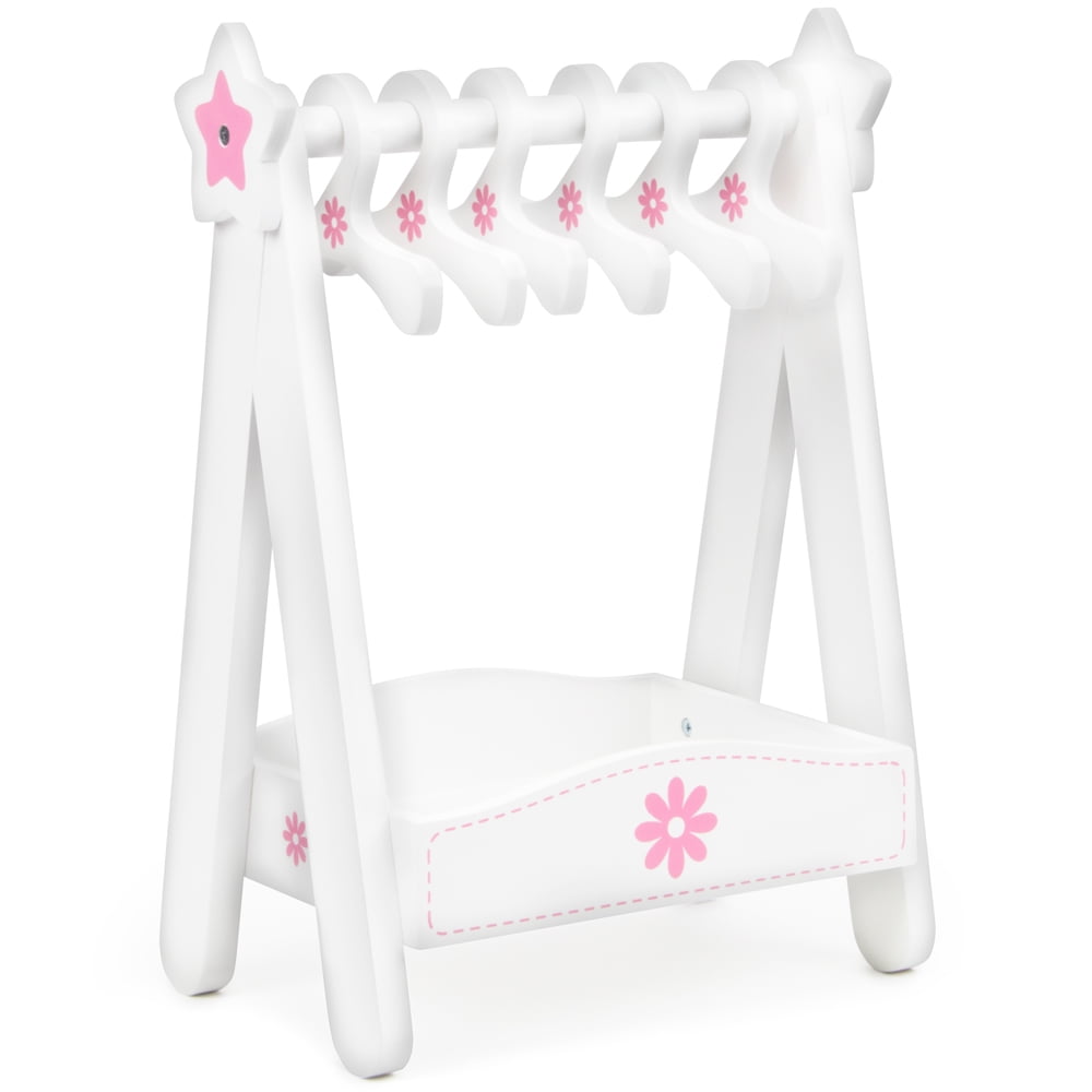 Imagination GenerationClassic Wooden Doll Dress Rack with 6 Hangers