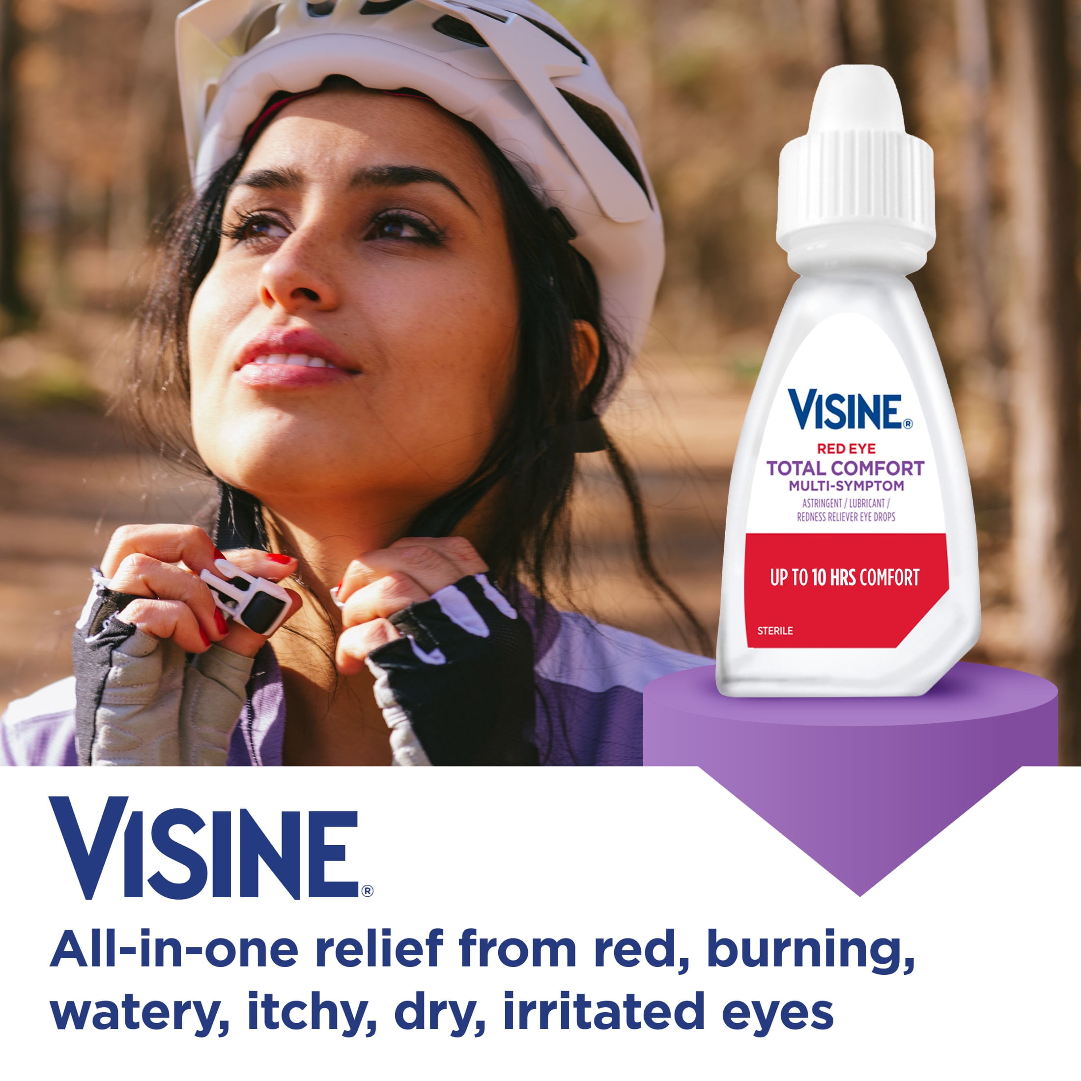 Visine Red Eye Total Comfort Multi-Symptom Drops, Astringent Lubricant Works Fast, 0.5 fl oz