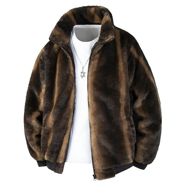Kalauyu Mens Fuzzy Sherpa Jacket Cardigan Fleece Long Sleeve Full Zip Open Front Thermal Coat Fall Winter Outwear
