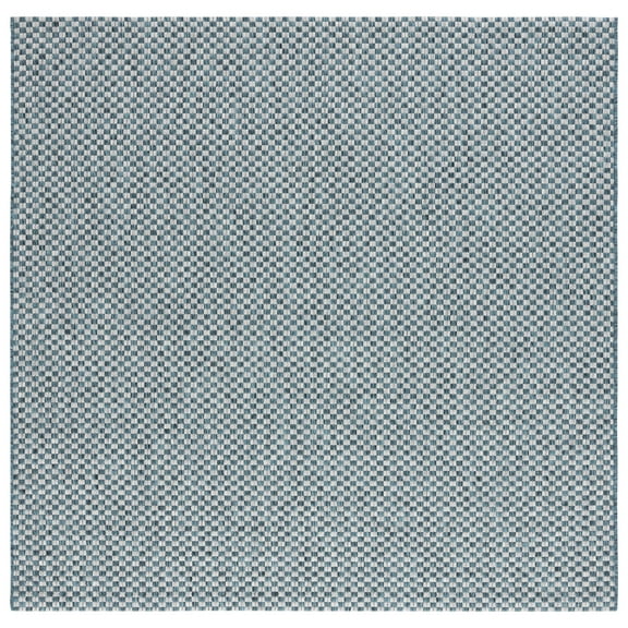 Safavieh Courtyard Blair Checkered Indoor/Outdoor Area Rug, Turquoise/Light Gray, 7'10" x 7'10" Square