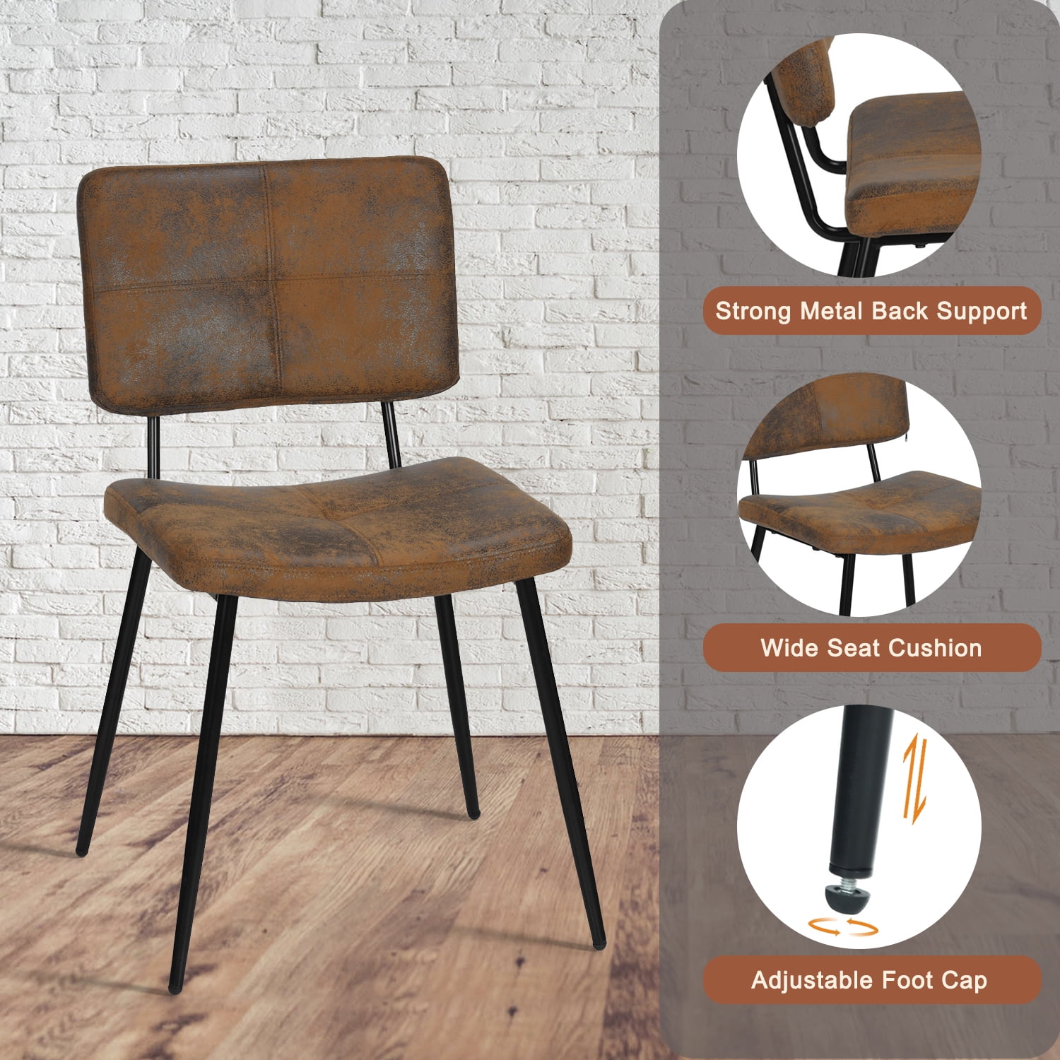 Homy Casa - Ensemble de 4 chaises de salle à manger rembourrées, assise en suédine et entretien facile