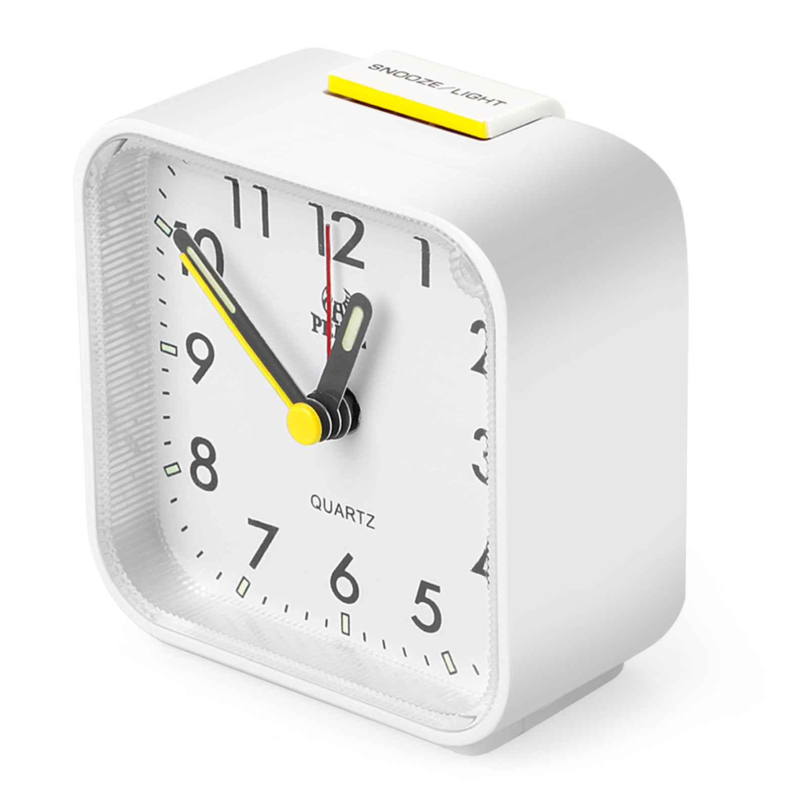 Square Portable Alarm Clock Quartz Bedside Silent No Tick Alarm Clock Analogue 