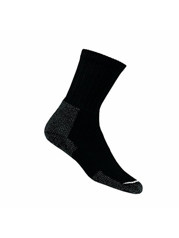 Unisex KX Hiking Thick Padded Crew Sock, Black, Large