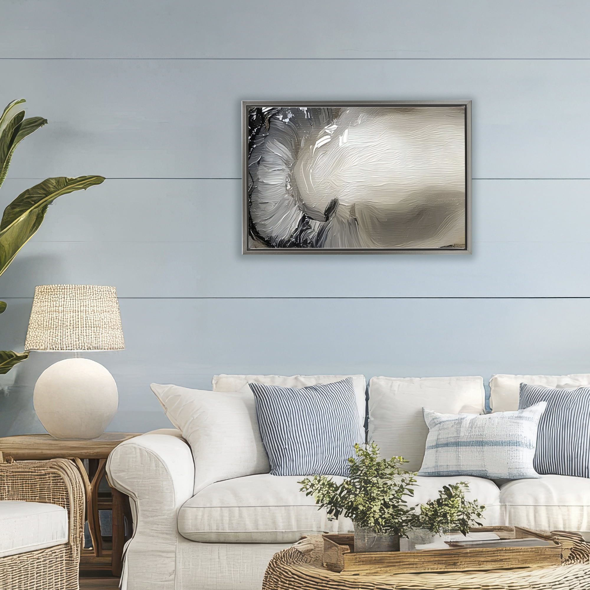 Stupell Industries Black Oyster Pearlescent Shell Gray Framed Floater Canvas Wall Art, design by LSR Design Studio