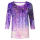 thumbnail image 4 of ICHUANYI Clearance Fashion Woman Round Neck 3/4Sleeve T-Shirt Printing Blouse Tops Sweatshirt(Purple, XL) ICHUANYI WER2023080711583, 4 of 4