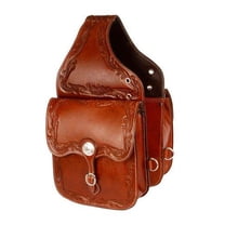 Showman Medium Oil Acorn Tooled Leather Saddle Bag