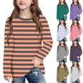 thumbnail image 2 of Scyoekwg Girls Shirts Wide Striped Long Sleeve T-Shirt Crewneck Casual Top Tee for Fall Spring School Daily Comfortable (Black,7 Years), 2 of 10