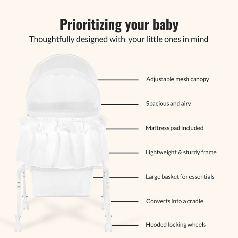 Dream On Me Lacy Portable 2-in-1 Bassinet & Cradle photo 2