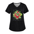 thumbnail image 1 of MIARHB Uniforme de Enfermera Navideño de Talla Grande con Estampado Navideño, Uniforme de Trabajo, Tops para Mujer, Cuello en V Cruzado, Camisetas de Manga Corta con Estampado Navideño y 2 Bolsillos,, 1 of 4