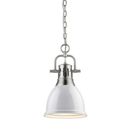 

Duncan Small Pendant with Chain in Pewter with White Shade