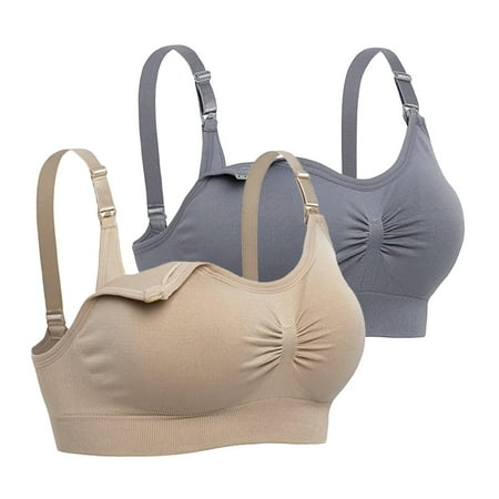 Valcatch Womens Seamless Sleep Nursing Bra Breastfeeding Maternity Bra with Remove Bra Pads Pack of 2