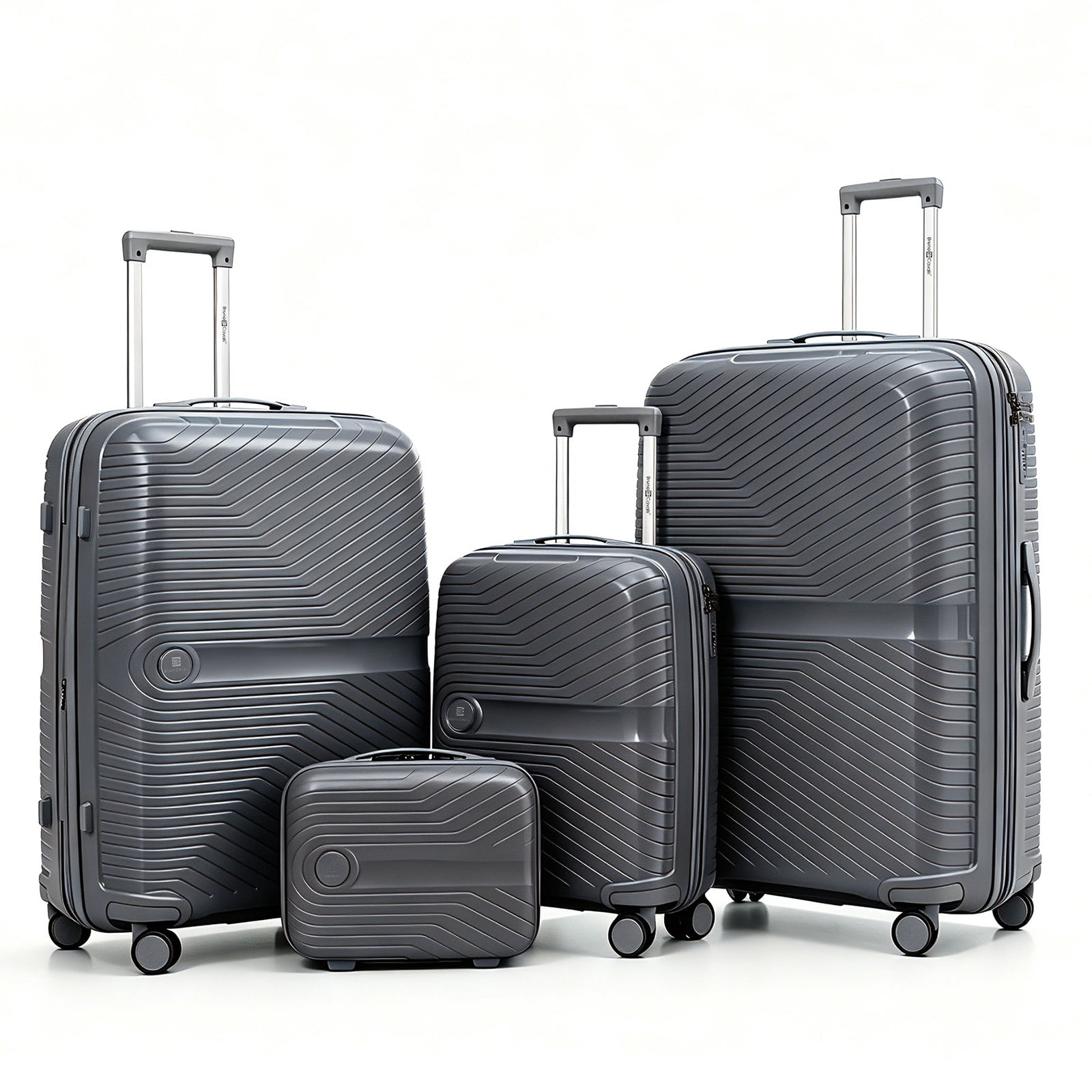 4 Piece Expandable ABS Luggage Set 13"+20"+28"+32", Hard Shell Spinner Suitcases with TSA Lock, Lightweight Travel Suitcase for Family Trip GREY