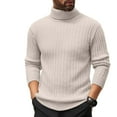 thumbnail image 2 of GrmtClth Turtleneck Men Casual Long Sleeve Pullover Tops Ribbed Solid Thermal Sweater 2025 Fall Winter Sweaters Beige XXXL, 2 of 4