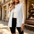 thumbnail image 5 of IROINNID Women's Fleece Vest Open Front Cable Knit Sleeveless Cardigan Coat with Pockets for Cozy Fall Winter Layering and Everyday Wear, 5 of 6