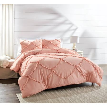 Better Homes & Gardens Full or Queen Textured Scallop Comforter Set, Blush,