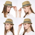 thumbnail image 6 of Comhats Mens Sun Hats Fedora Trilby Straw Summer Hats Panama Beach Sunhats Packable Short Brim Golf Hats Camel Large, 6 of 7