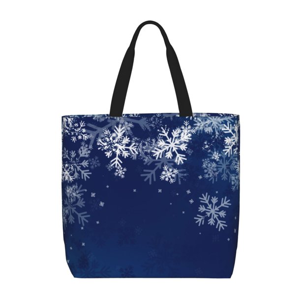 Fotbe Christmas Blue Bolsa Tote con Estampado para Mujer, Bolsos con Cremallera, Bolsa de Hombro Casual de Gran Capacidad con Bolsillos Internos