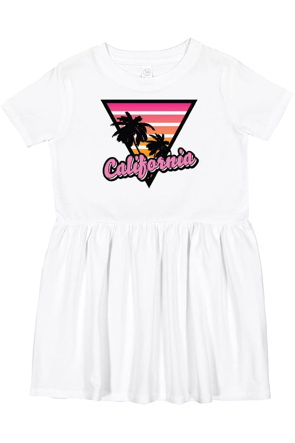 California with Triangle and Palm Trees Girls Toddler Dress