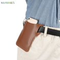 thumbnail image 4 of BadPiggies Men Leather Cell Phone Holster Belt Bag Retro Mobile Phone Waist Sheath Pouch Storage Holder (Light Brown), 4 of 9
