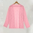 thumbnail image 5 of Fall Saving! HVOBTTY Women's Crop Open Front Cardigan, Fall Coat for Women, Women's Fashion Solid Color Long Sleeve Lace Hollow Out Everyday Wear Cardigan Pink, XXL, 5 of 5