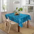 thumbnail image 2 of Ocean Waves Teal Turquoise Blue Waterproof Picnic Party Rectangle Table Cloth Cover Decorations Fabric 60 X 84 Inches Rectangle Tablecloth Home Dining Room Kitchen Decor, 2 of 5