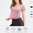thumbnail image 2 of TFixol Camiseta deportiva para mujer, cuello redondo, manga corta, elástica, transpirable, absorbe la humedad, 2 of 8