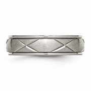 Grey Titanium Ring Band Wedding X-Design 6mm Satin
