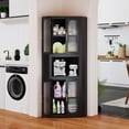 thumbnail image 6 of Metal Corner Cabinet, Side FreeStanding Storage Organizer Cabinet with Large Space and Shelves, Home Furniture for Multifunction in Living Room, Bathroom, Hallway, Kitchen, Bedroom, Black, 6 of 13