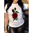 thumbnail image 1 of Camiseta informal y cómoda con estampado de rosas para mujer, cuello redondo y doble costura en los hombros. Ideal para adultos, hombres, mujeres, adolescentes, jóvenes y deportes., 1 of 6