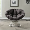 thumbnail image 2 of Papasan Chair with Gray Round Fabric Pillow Cushion and Cream Wicker Weave, 2 of 7