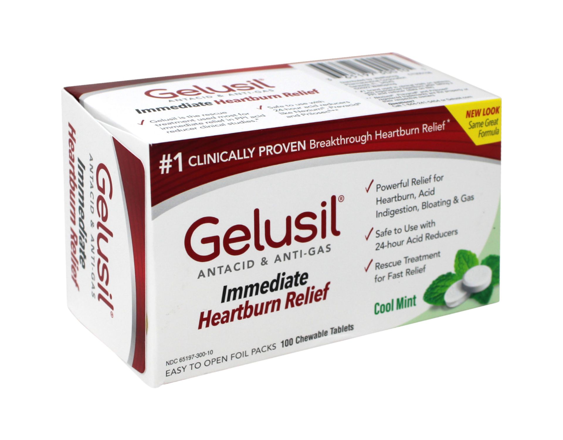 Gelusil Antacid/Anti-Gas Tablets Cool Mint, 100 Tablets (Pack of 3) - image 3 of 5