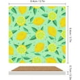 thumbnail image 2 of GZHJMY Square Drink Coasters 2 Pcs Ripe Yellow Fruits and Leaves of Lemon Absorbent Ceramic Coffee Coasters for Drinks with Cork Base Housewarming Gift for Home Decor, 2 of 6