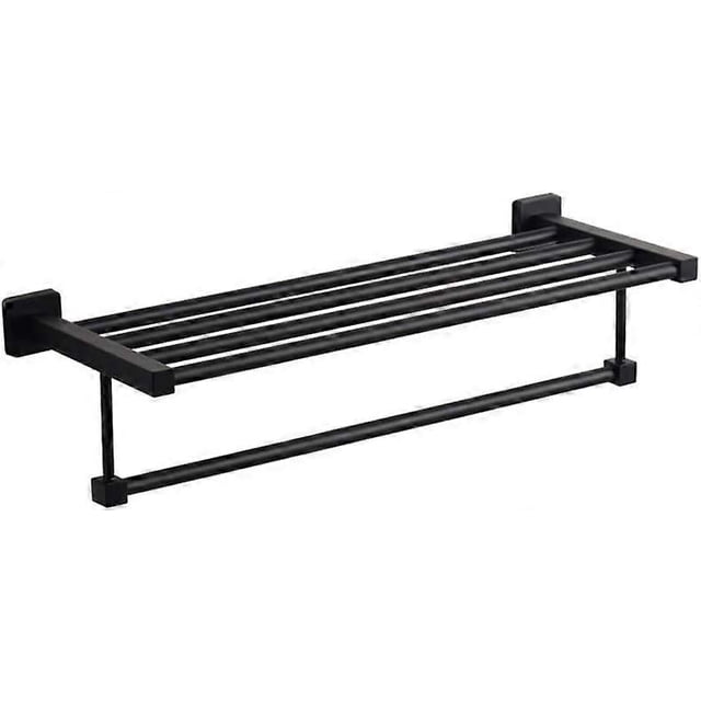 Bathroom Shelf with Towel Bars, Stainless Steel Wall Mounting Rack Storage Rack,black