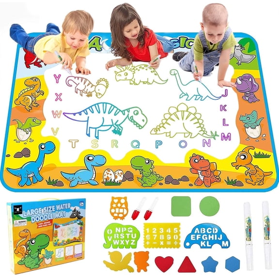 2025 Trending 1-4 Year Old Toddlers Painting Toy Water Doodle Mat for Girls and Boys Dinosaur Coloring Pad for Kids Age 1 2 3 4 Magic Drawing Board Educational Christmas Birthday Gifts for Education