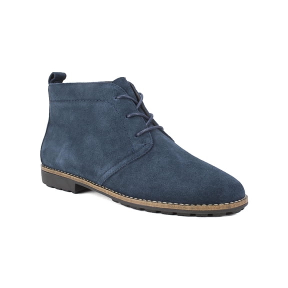 WHITE MOUNTAIN Womens Navy Pull Tab Padded Lug Sole Auburn Round Toe Lace-Up Leather Booties 7 M