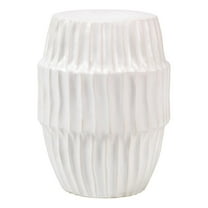 Maklaine Hollow Center Coastal Ceramic Side Table in White Finish