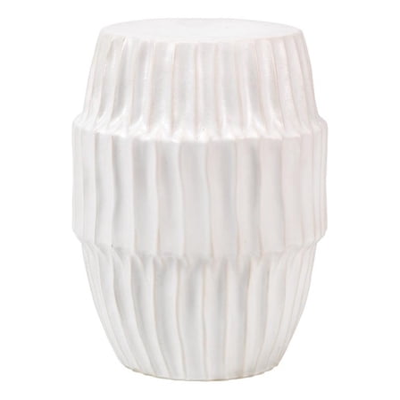 Maklaine Hollow Center Coastal Ceramic Side Table in White Finish