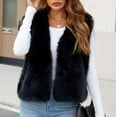 thumbnail image 5 of QATAINLAV Gifts for Mom Womens Faux Fur Vest Winter Warm Short Coat Fluffy Shaggy Sleeveless Jacket Fashion Casual Fuzzy Outerwear, Black, XL, 5 of 7