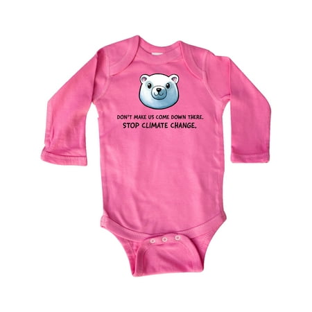 

Inktastic Don t Make Us Come Down There Stop Climate Change Polar Bear Gift Baby Boy or Baby Girl Long Sleeve Bodysuit